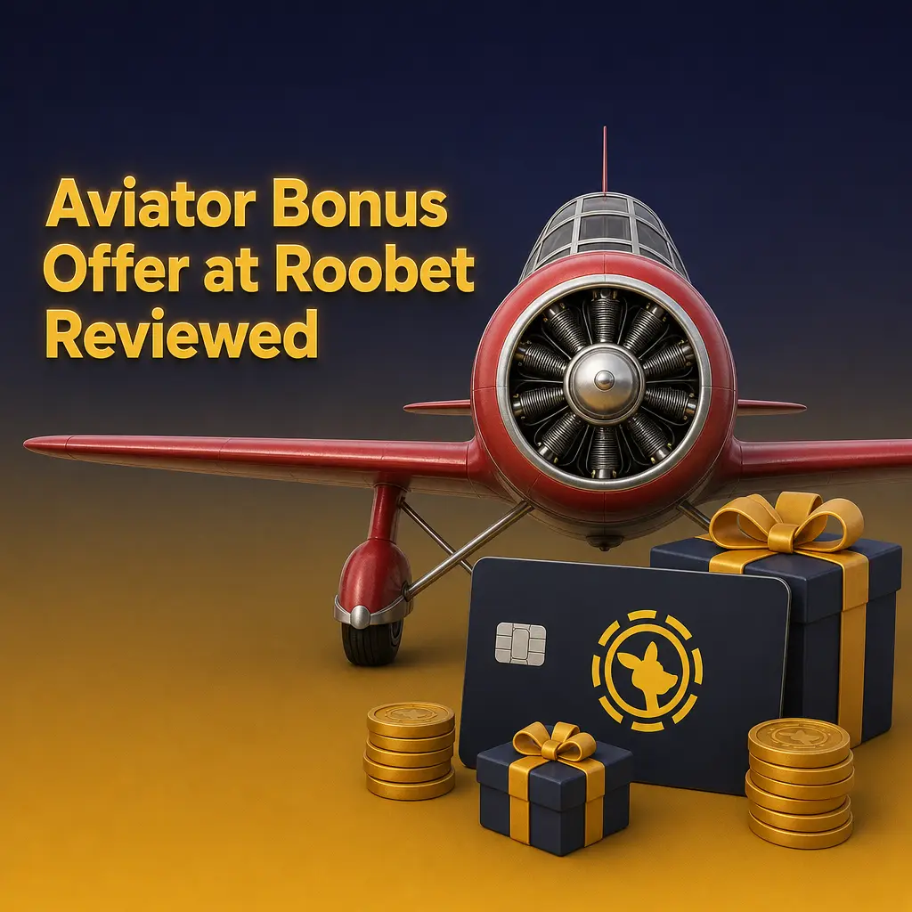 Roobet Aviator bonus offer review showing deposit match, wagering rules, and game contribution details for new players.