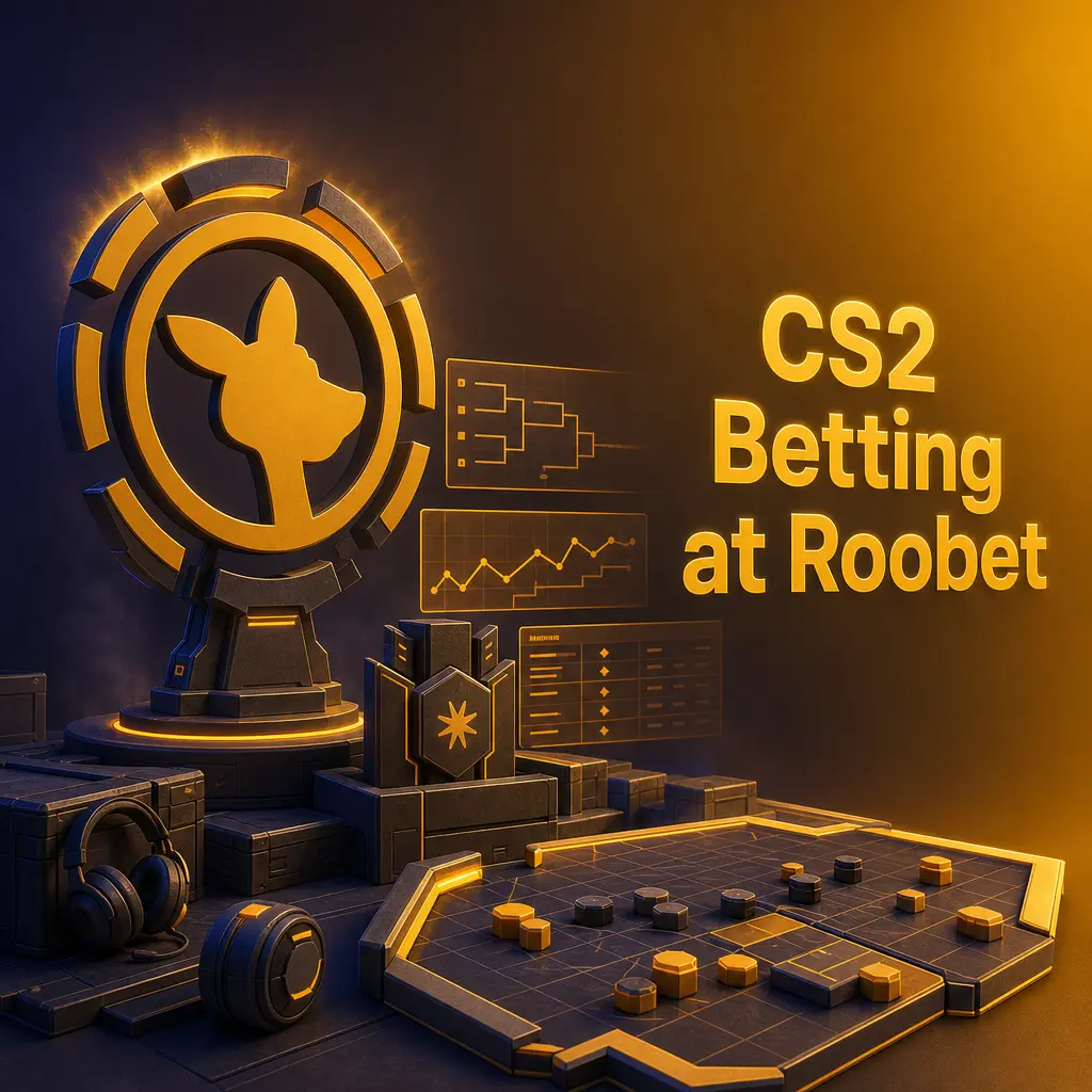 CS2 betting markets at Roobet covering IEM, BLAST Premier, and CS2 Majors with prematch and live wagering options.