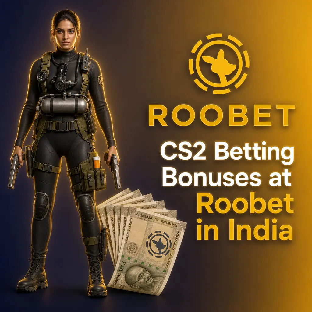 Roobet CS2 betting bonuses for Indian players: welcome deposit offer, VIP cashback rewards, and periodic community bonus drops.