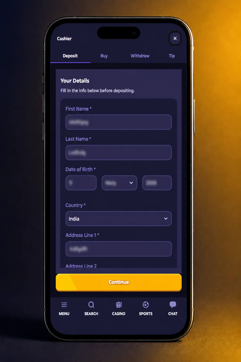 Roobet cashier screen showing crypto and card deposit options for Indian players