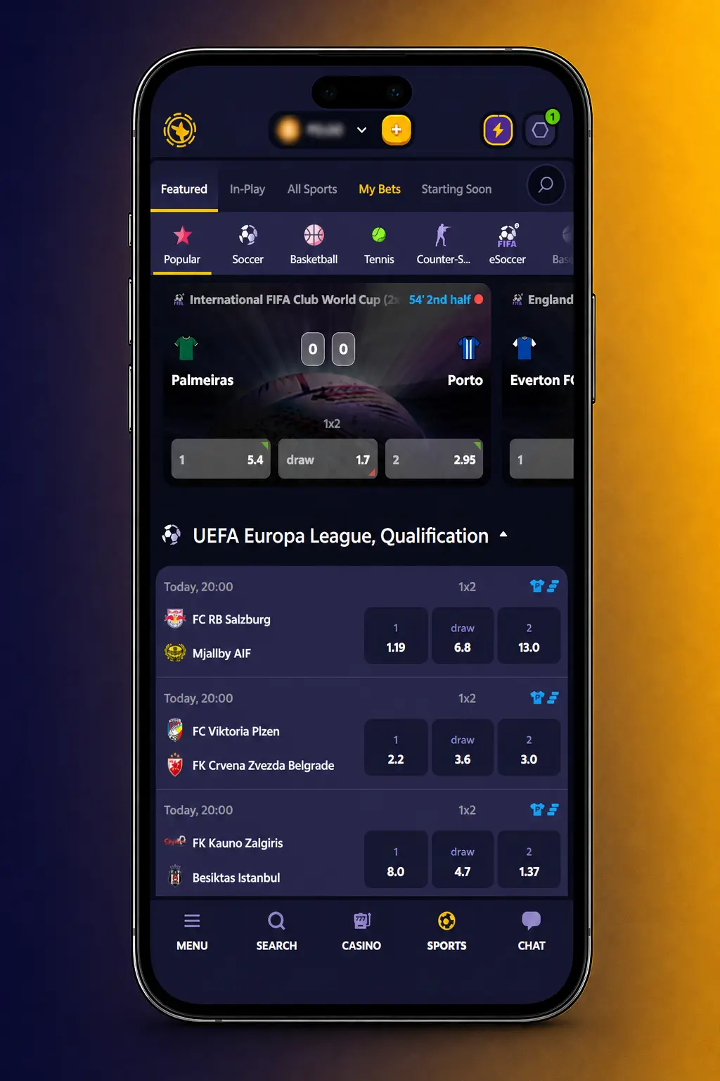 Step-by-step guide showing how to place a cricket bet on Roobet's sportsbook interface