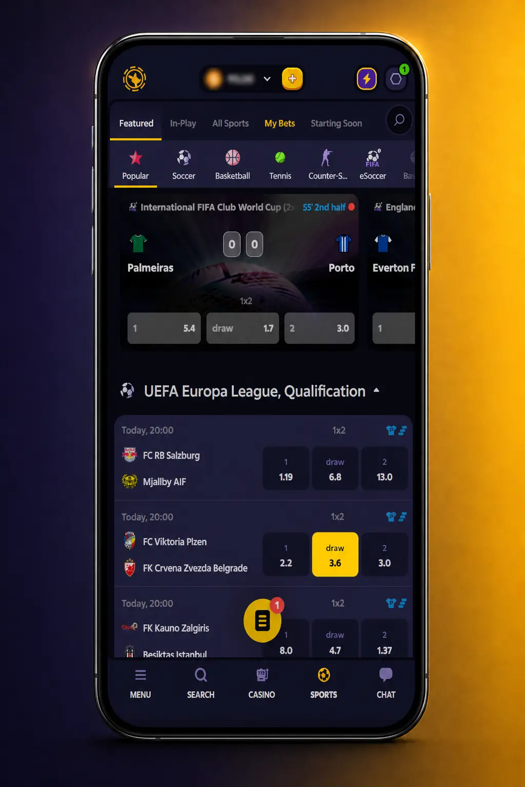 Step-by-step screenshot guide showing how to place a Dota 2 bet on Roobet's sportsbook platform