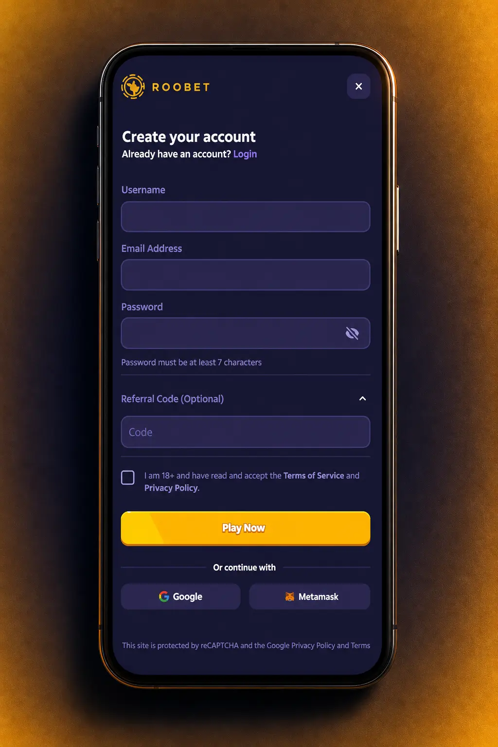 Step-by-step screenshot guide showing how to register, deposit crypto, and place a StarCraft II bet on Roobet.