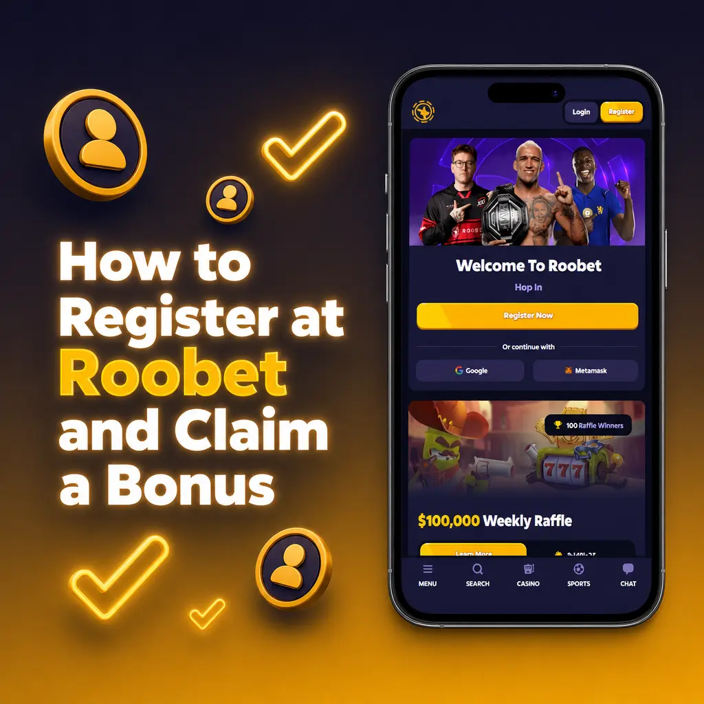 Step-by-step guide to registering at Roobet, entering a promo code, verifying your account, and claiming a bonus.