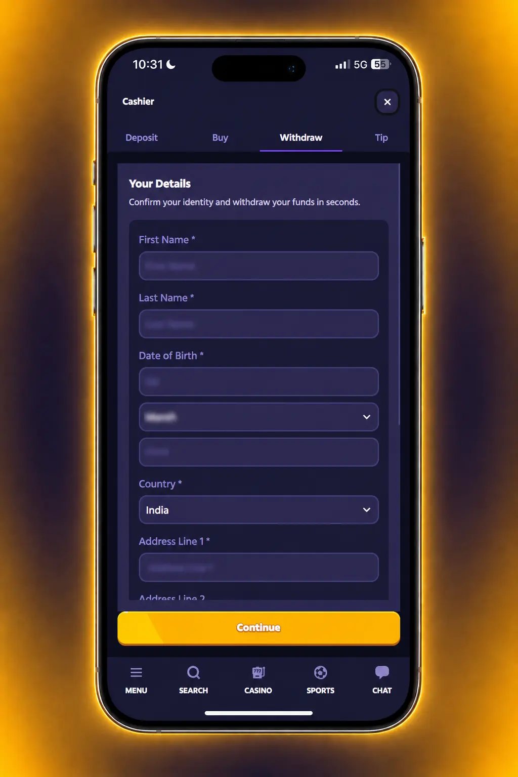 Step-by-step guide showing how to withdraw money from Roobet using the cashier's withdrawal tab