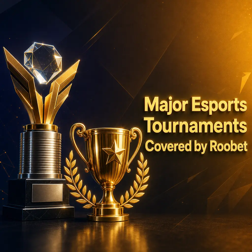 Major esports tournaments on Roobet, including The International, IEM, BLAST Premier, VCT, and League of Legends Worlds