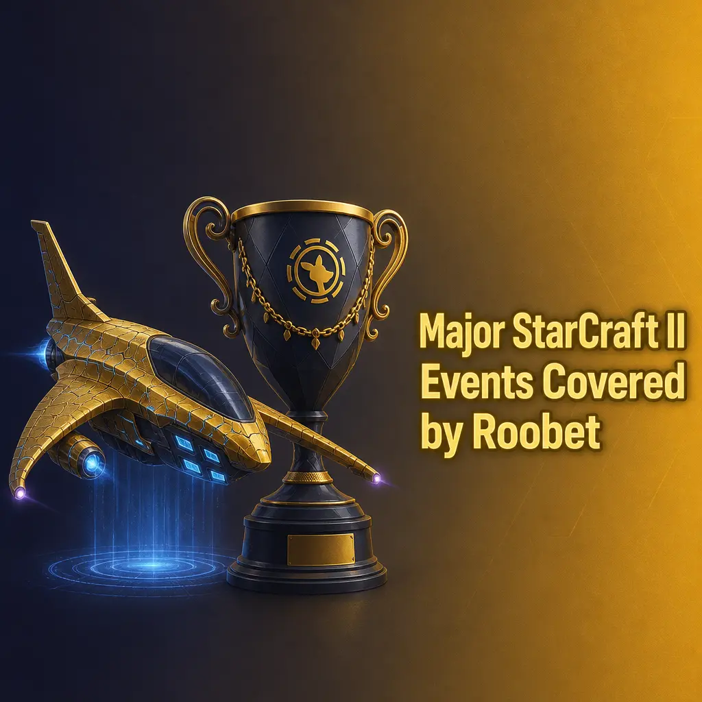 Roobet's StarCraft II betting coverage by tier: premier events, regional circuits, online cups, showmatches, and qualifiers.