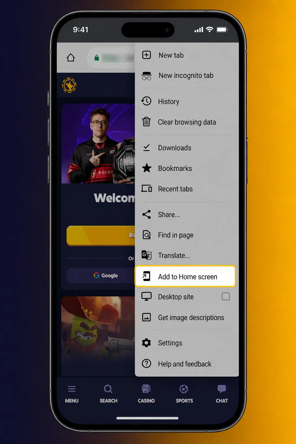 Step-by-step guide screenshot for installing the Roobet Android APK file by enabling unknown sources and confirming the install prompt.