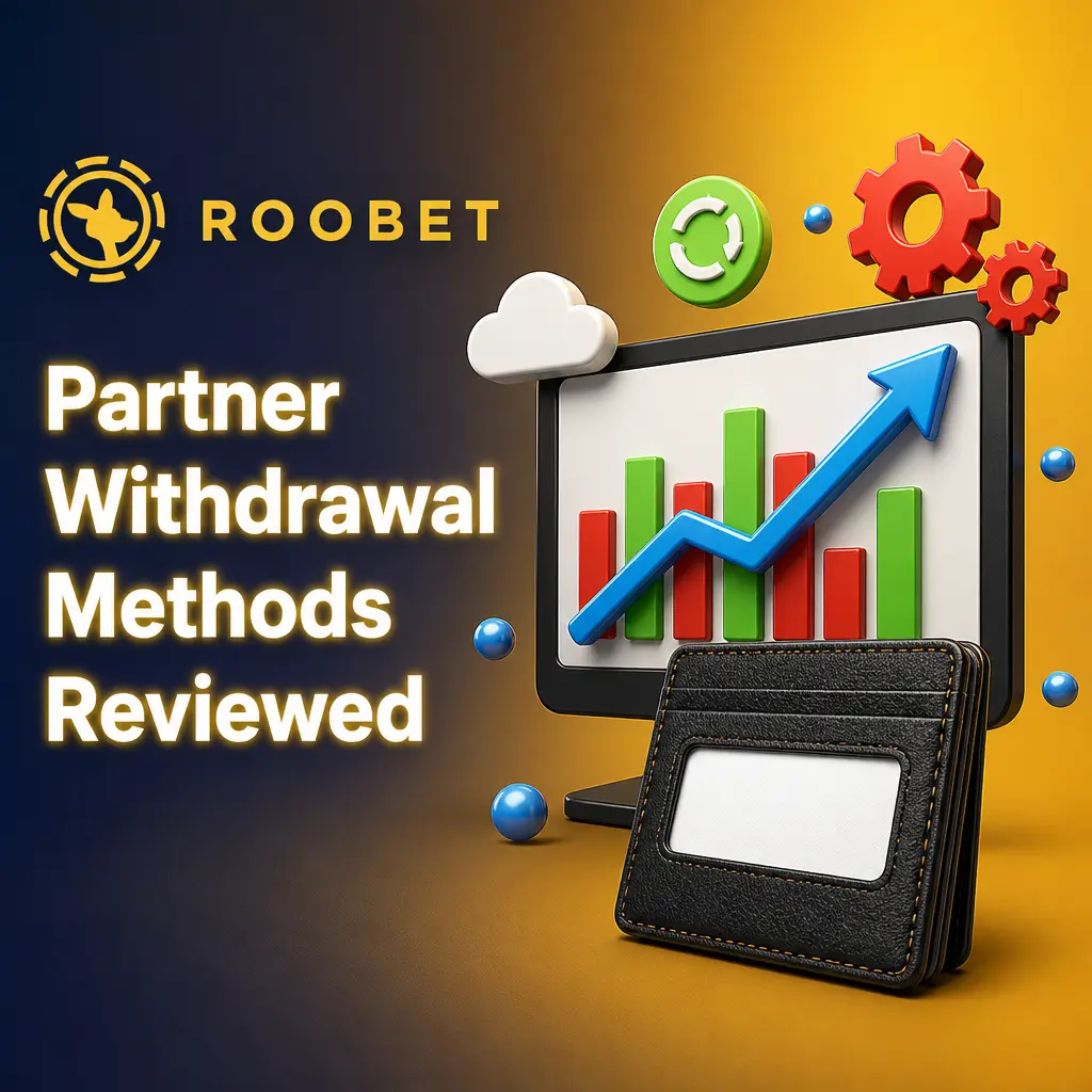 Roobet affiliate payout options: BTC, ETH, USDT, USDC, LTC, and DOGE, each with a 50 USD minimum withdrawal threshold.