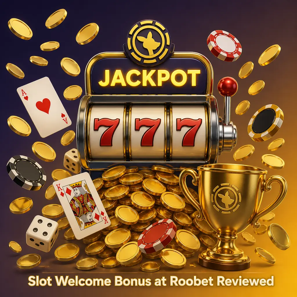 Roobet slot welcome bonus deposit match screen showing wagering terms, max bet limit, and expiry window before claiming