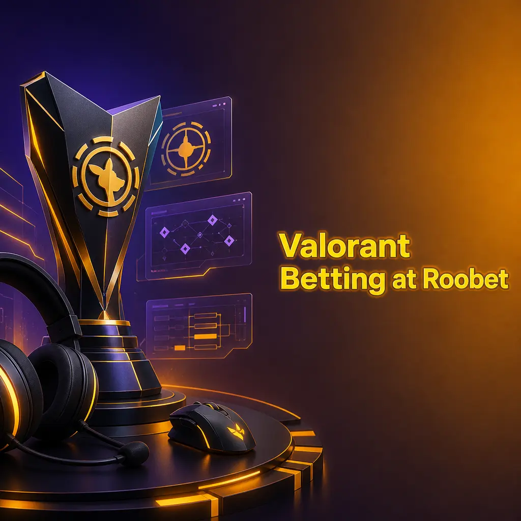 Valorant betting at Roobet: match winner, map handicap and round totals across VCT Masters and Champions fixtures.